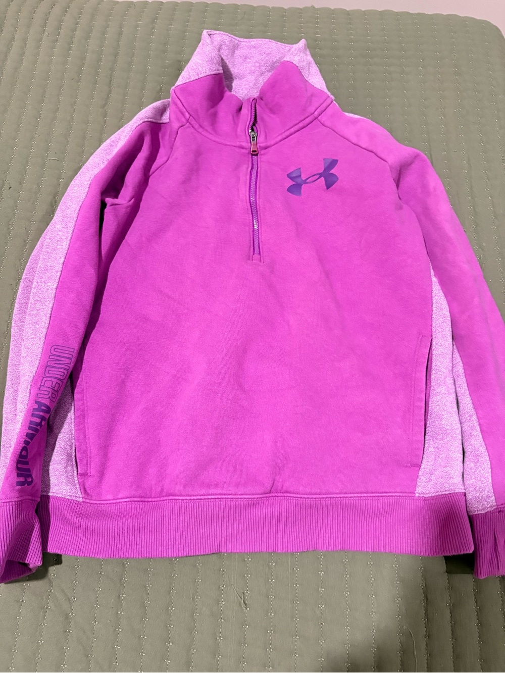 Under Armour Girls' Violet/Pink Quarter-Zip Fleece Pullover